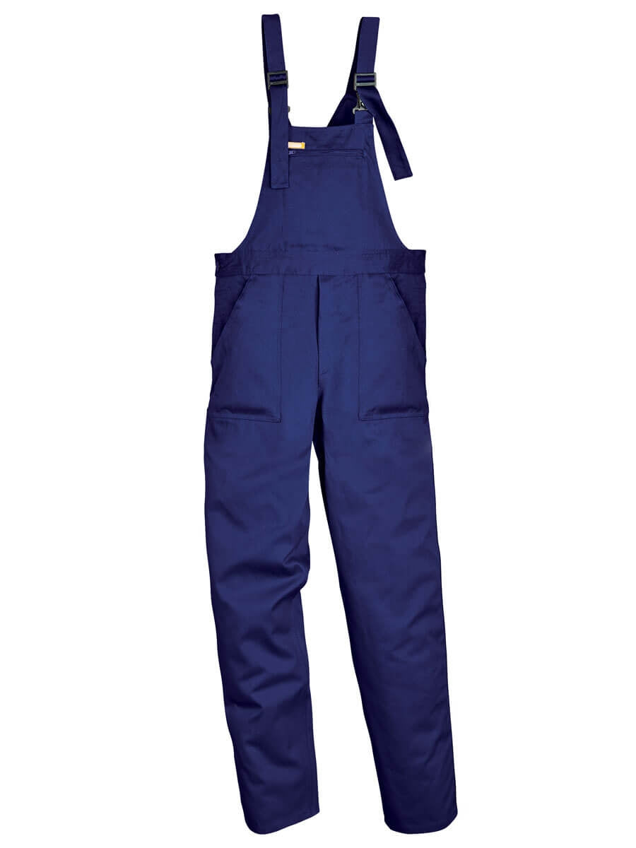 Dunkelblaue Latzhose mit verstellbaren Trägern und geradem Beinabschluss