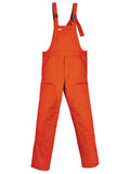 Orangefarbene Latzhose aus Baumwolle mit Trägern und vorderseitigem Latz