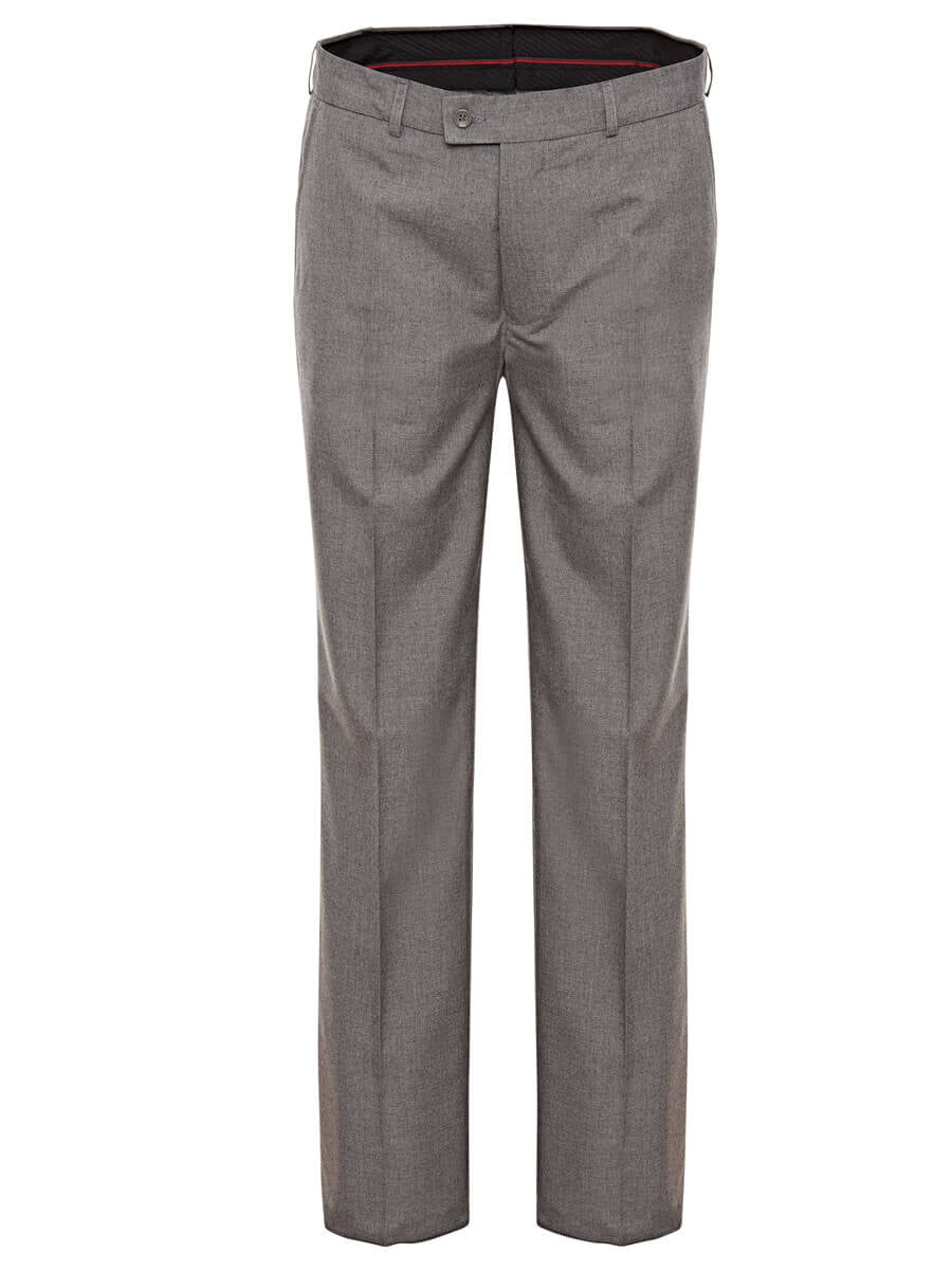 Fresko Herrenhose in Grau mit Gürtelbund, Knopfverschluss und geradem Bein