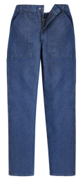 Arbeitsjeans aus Denim, dunkelblau, mit Knopf- und Reißverschluss, Taschen vorne