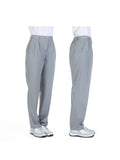 Hellgraue Damen-Bundhose mit geradem Bein und Knopfverschluss