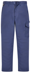 Marineblaue Bundhose mit geradem Bein, Knopfverschluss und seitlicher Cargotasche