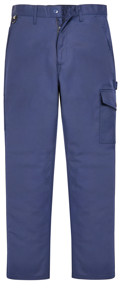 Marineblaue Bundhose mit geradem Bein, Knopfverschluss und seitlicher Cargotasche