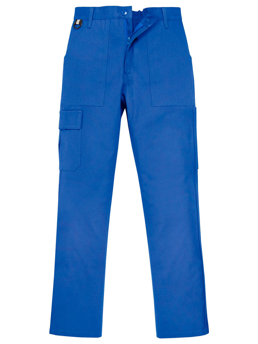 Kornblaue Bundhose mit Cargotaschen, Knopfverschluss und Bundfalten