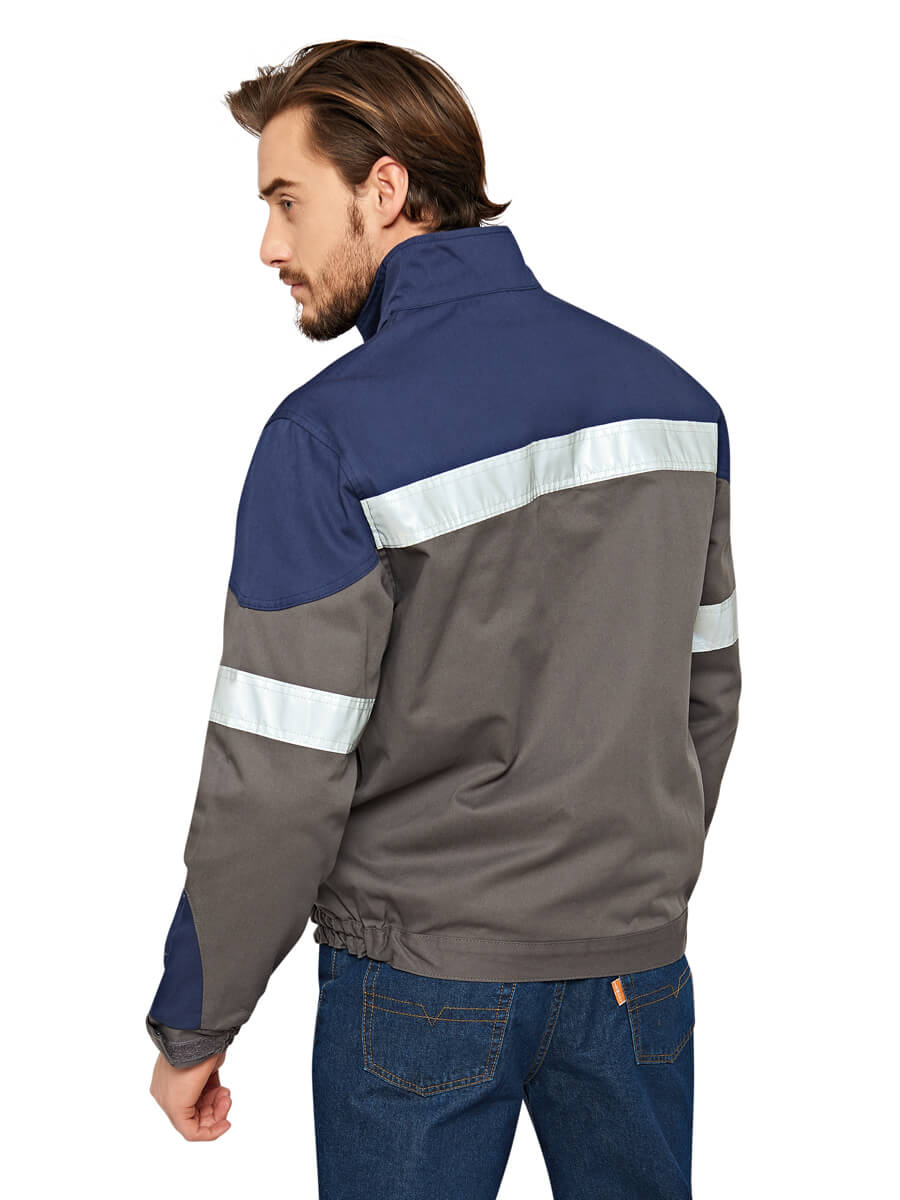 Herren-Relaxjacke ISMONT Rückansicht mit Reißverschluss und reflektierenden Streifen