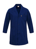 Herren-Arbeitskittel marineblau aus Baumwolle mit Knopfleiste, Kragen und Taschen