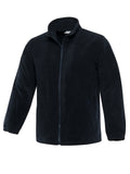 Dunkle Fleecejacke mit Stehkragen und Reißverschluss, seitlichen Taschen