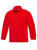 Rote Fleecejacke mit durchgehendem Reißverschluss und Stehkragen