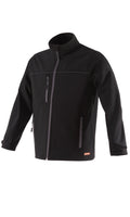 Softshell-Jacke, schwarz, mit Stehkragen und durchgehendem Reißverschluss