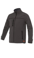 Grau Softshell-Jacke mit Kapuze, durchgehendem Reißverschluss und Fronttaschen