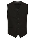 Schwarze Herren-Kellnerweste mit V-Ausschnitt, Knopfleiste und seitlichen Taschen