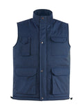 Funktionsweste marineblau mit Stehkragen, Knopfleiste und mehreren Fronttaschen