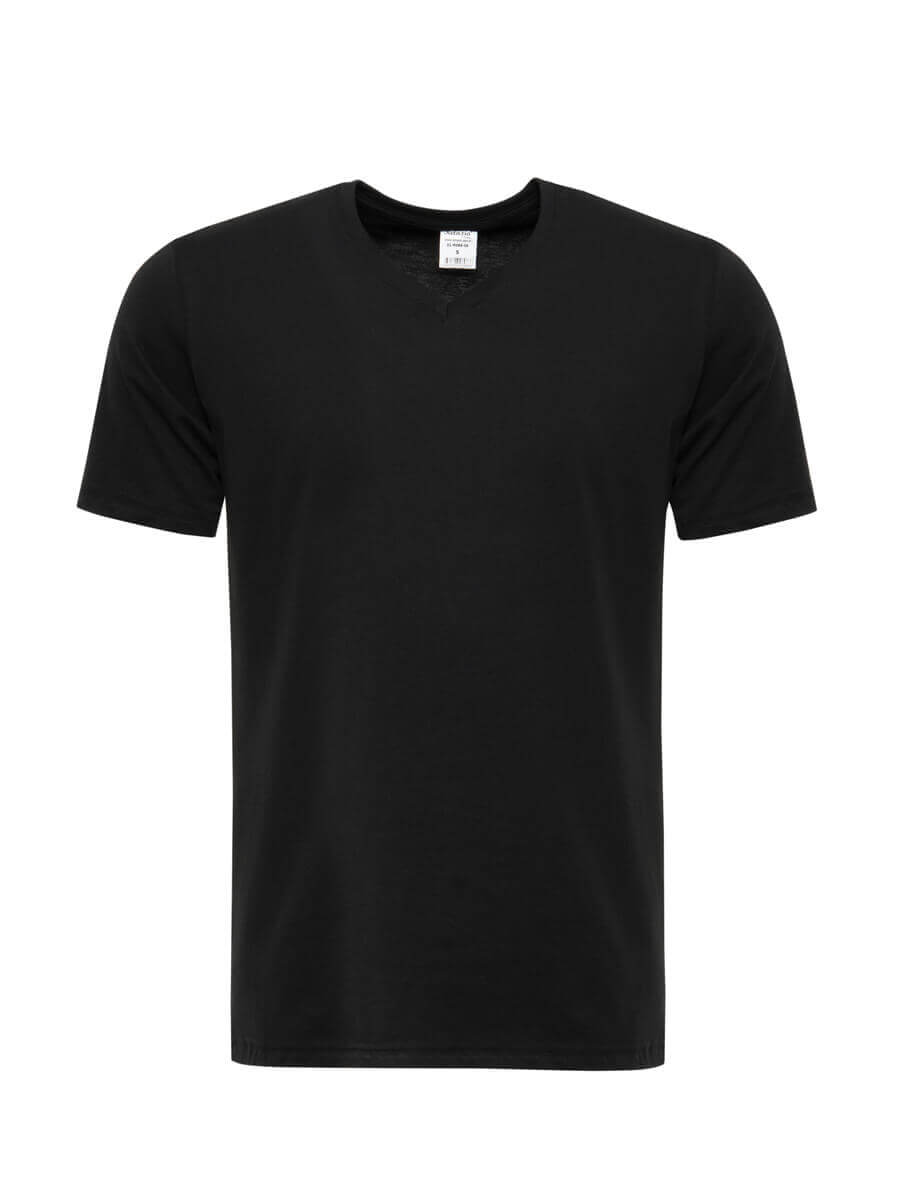 Schwarzes T-Shirt mit Rundhalsausschnitt und kurzem Ärmel