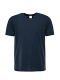 Marineblaues T-Shirt mit V-Ausschnitt und kurzen Ärmeln