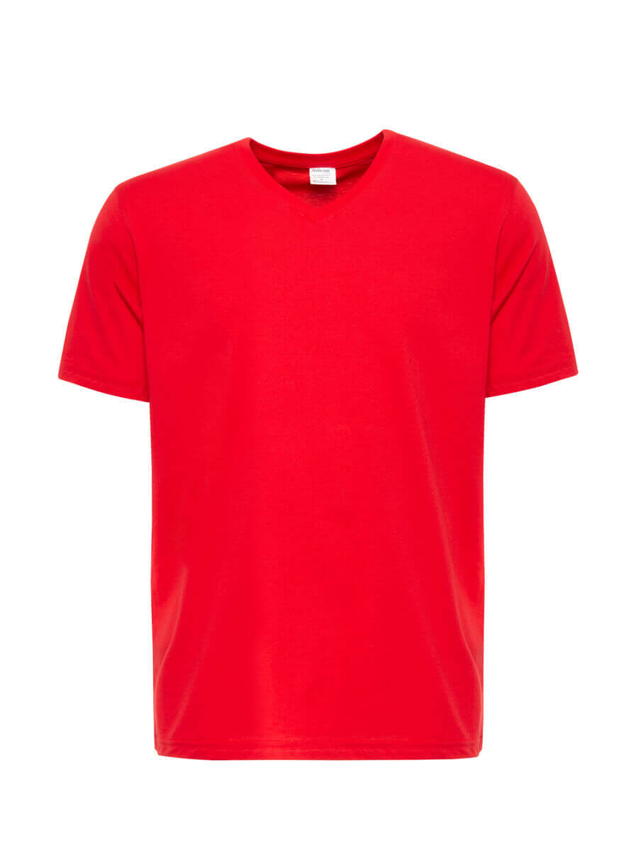 Rotes T-Shirt mit V-Ausschnitt