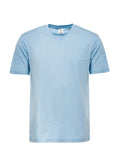 Blaues T-Shirt mit V-Ausschnitt und kurzem Ärmel