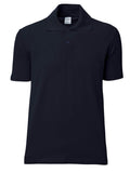 Marineblaues Poloshirt mit kurzem Arm, Knopfleiste und Polokragen