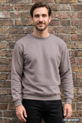Grau meliertes Sweatshirt mit Rundhalsausschnitt und langen Ärmeln, lässige Passform