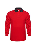 Herren-Polo-Sweatshirt in Rot mit schwarzem Polokragen und Knopfleiste