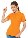 Damen Polo-Shirt in Orange mit kurzem Arm und Knopfleiste