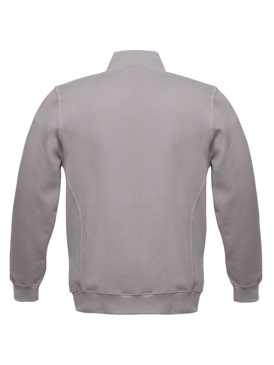 Grau melierte Herren-Sweatjacke mit Reißverschluss, Rückansicht