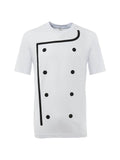 Weiße T‑Shirt mit schwarzem Kochmützen-Print und Punktdekor