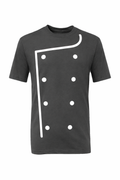 Anthrazitfarbenes T-Shirt mit weißem geometrischem Druck aus Punkten und Linien