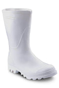 Kurzer weißer Gummistiefel mit breitem Einstieg und geriffelter Profilsohle
