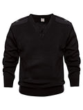 Schwarzer Pullover mit V-Ausschnitt und langen Ärmeln