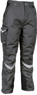 Winter-Stepphose mit dunkelgrauen Taschen und reflektierenden Knieeinsätzen