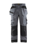 Arbeitshose mit Cargo-Taschen, grau-schwarz, seitliche Beintaschen und Knopfverschluss