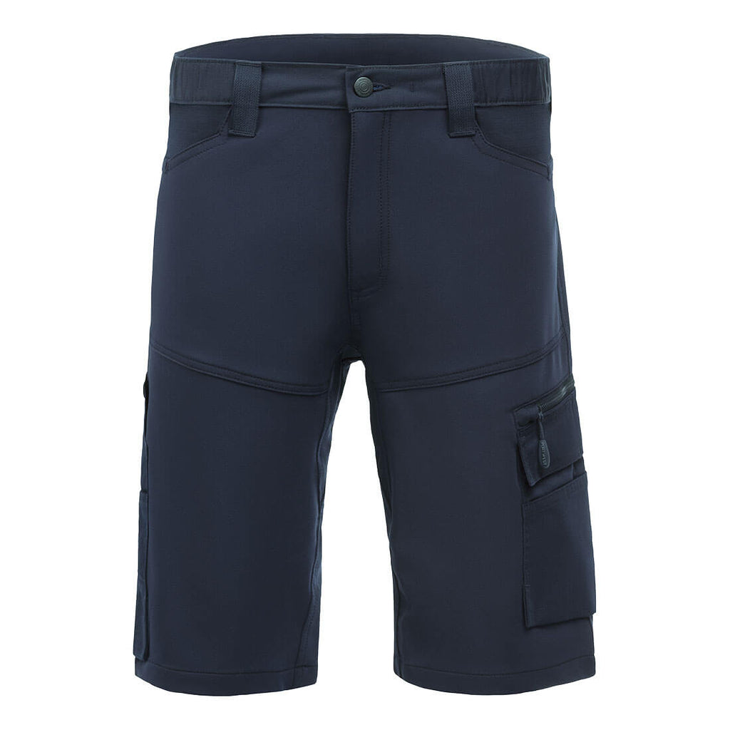 Dunkelblaue Shorts mit Knopf, Gürtelschlaufen und seitlichen Taschen