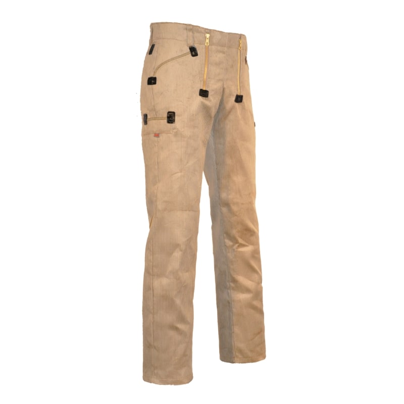 Beige Zunfthose mit Trenkercord, normale Fußweite, mit Knopfdetails