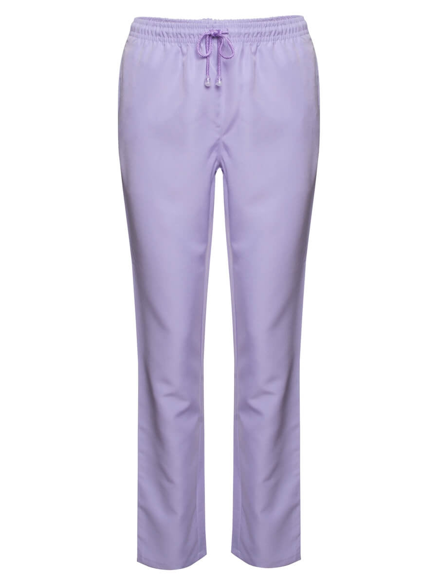 Lila OP-Hose mit Kordelzugbund und seitlichen Taschen