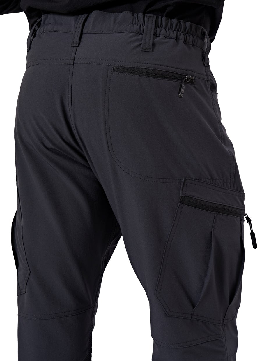 Herren-Outdoorhose dunkelgrau mit elastischem Bund und seitlicher Cargotasche