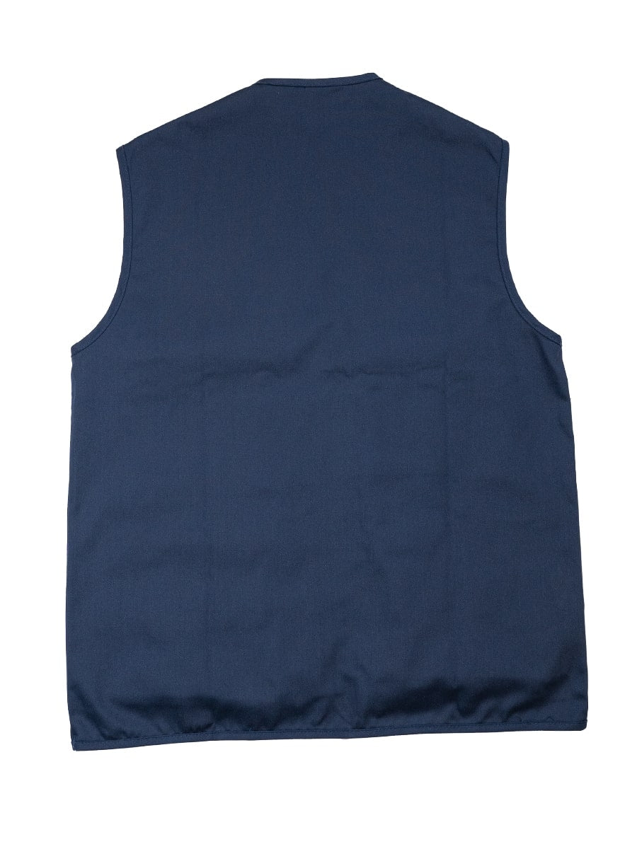 Arbeitsweste marineblau, Rückansicht mit glatter Fläche ohne Taschen
