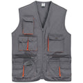 Arbeitsweste WEST / ISM 4302, grau, Frontreißverschluss, viele Taschen mit orange Kanten