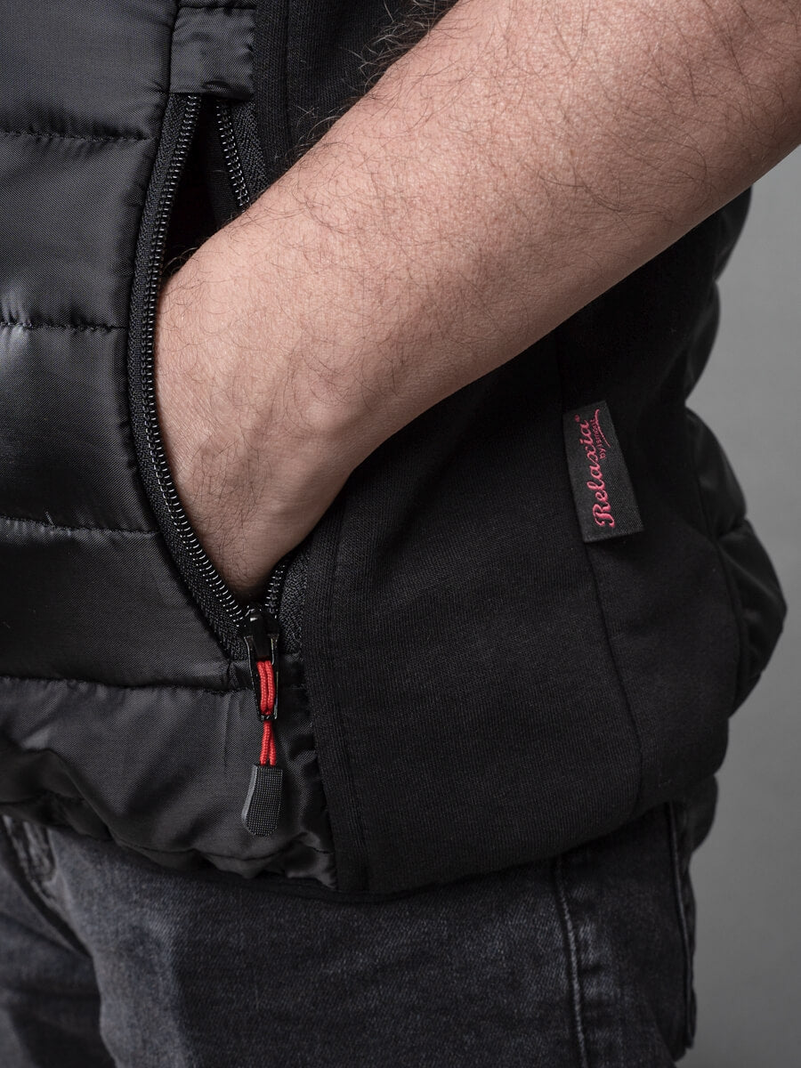 Steppweste ohne Ärmel mit Reißverschlusstasche vorn und rotem Zipper