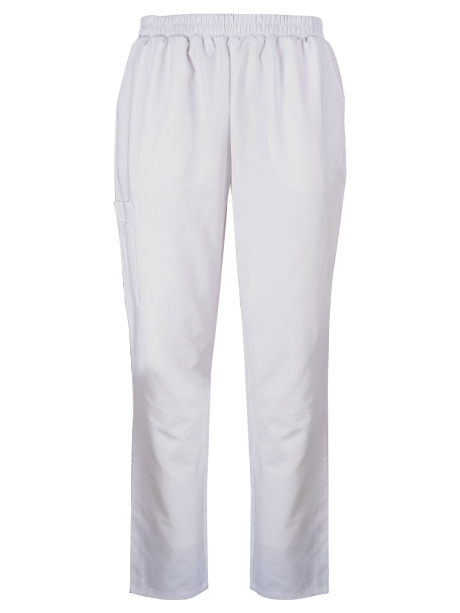 Stretch-Scrub-Hose ISM 5702 in Weiß mit elastischem Bund und geradem Bein