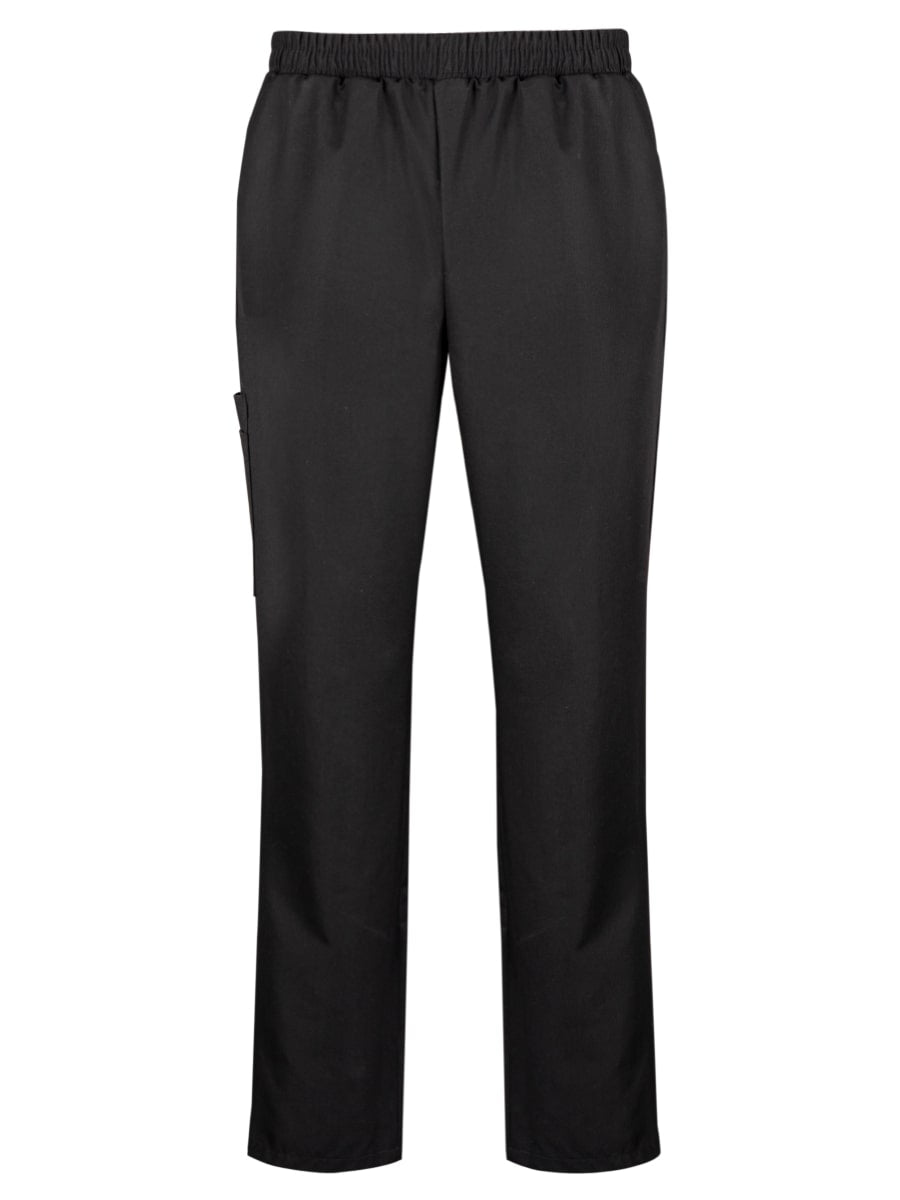 Schwarze Stretch-Scrub-Hose mit weitem Bein und elastischem Bund