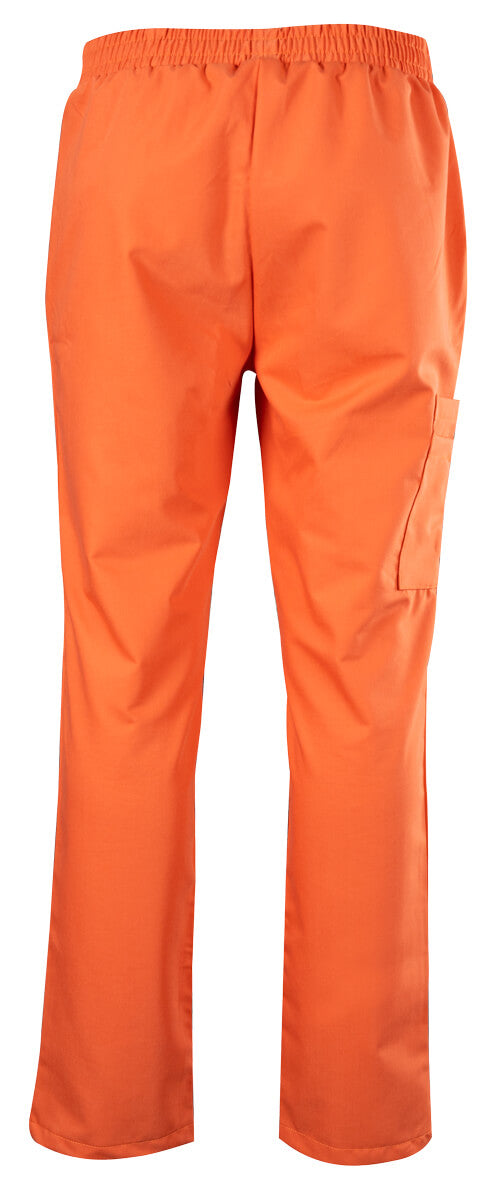 Stretch-Scrub-Hose orange, elastischer Bund, seitliche Taschen und Knielänge