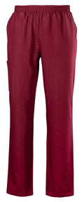Bordeauxfarbene Stretch-Scrub-Hose mit elastischem Bund und geradem Bein