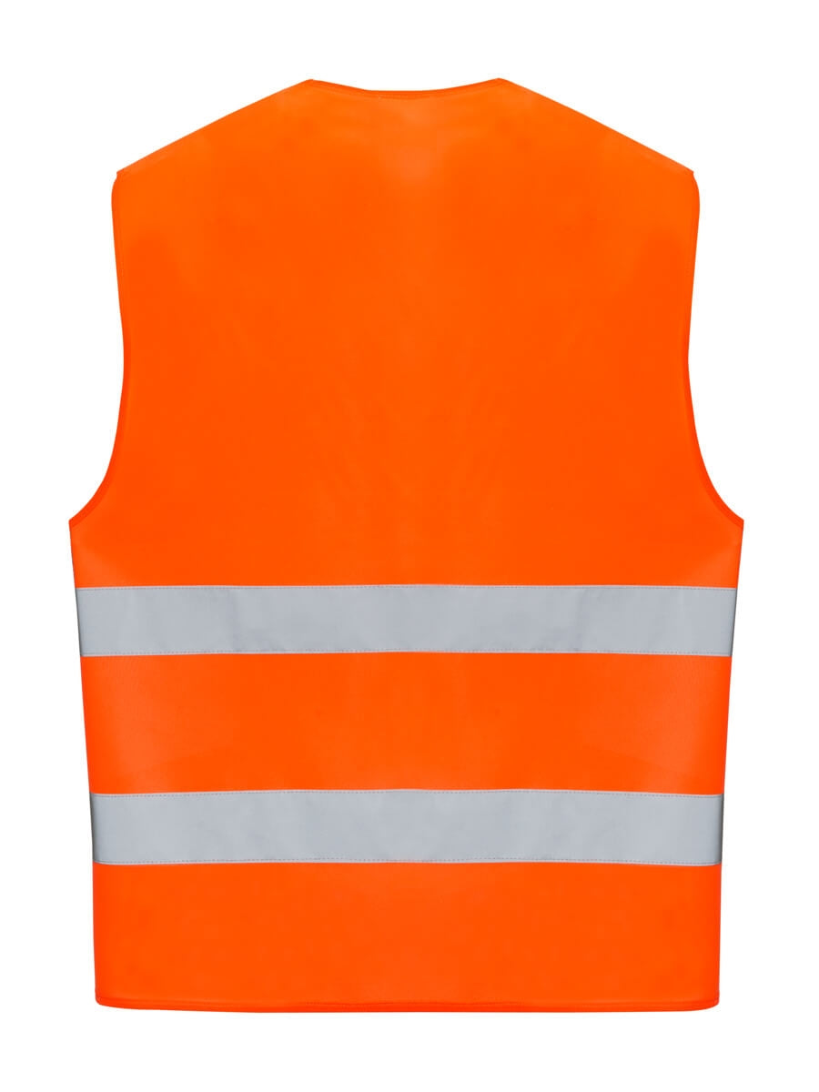 Warnschutzweste Orange mit reflektierenden Streifen auf der Rückseite