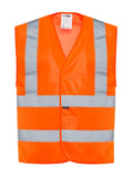 Warnschutzweste orange mit breiten Reflexstreifen und Frontverschluss