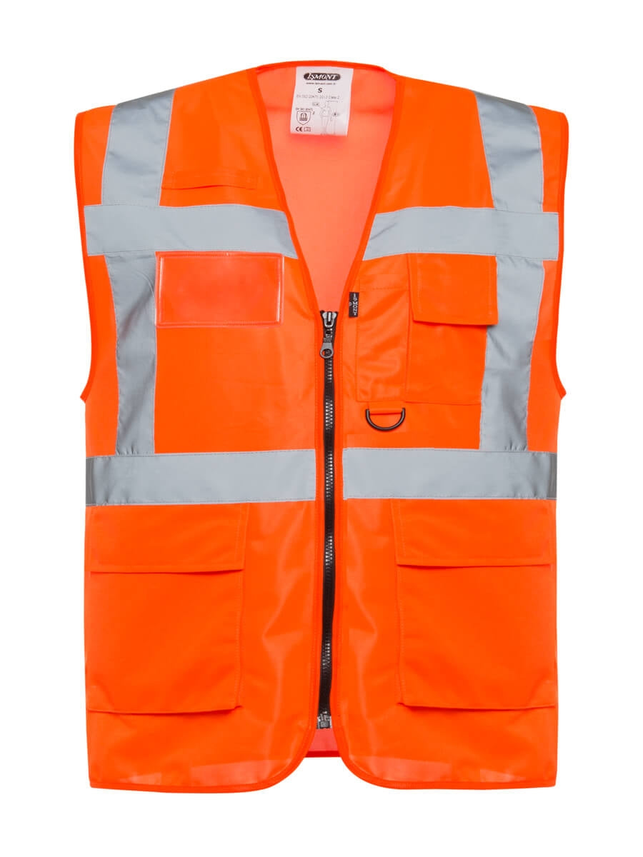 Warnschutzweste ISM 5806 Orange, Frontreißverschluss, reflektierende Streifen, Taschen