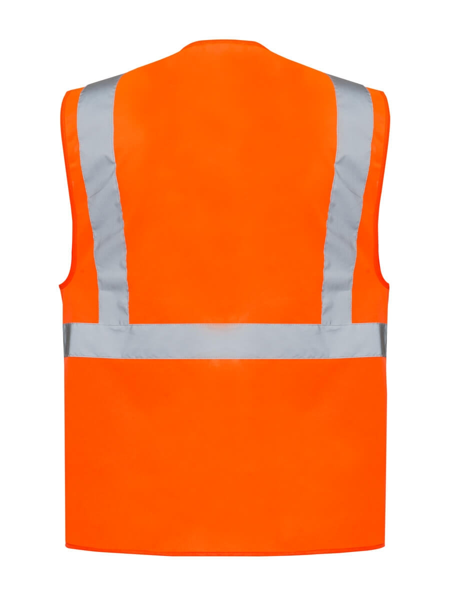 Warnschutzweste ISM 5806 Orange mit breiten reflektierenden Streifen auf Rücken