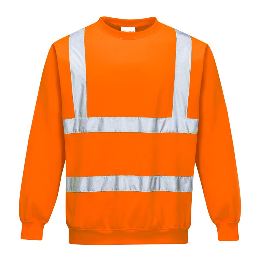 Warnschutz-Sweatshirt ISM 6010 orange mit breiten Reflexstreifen