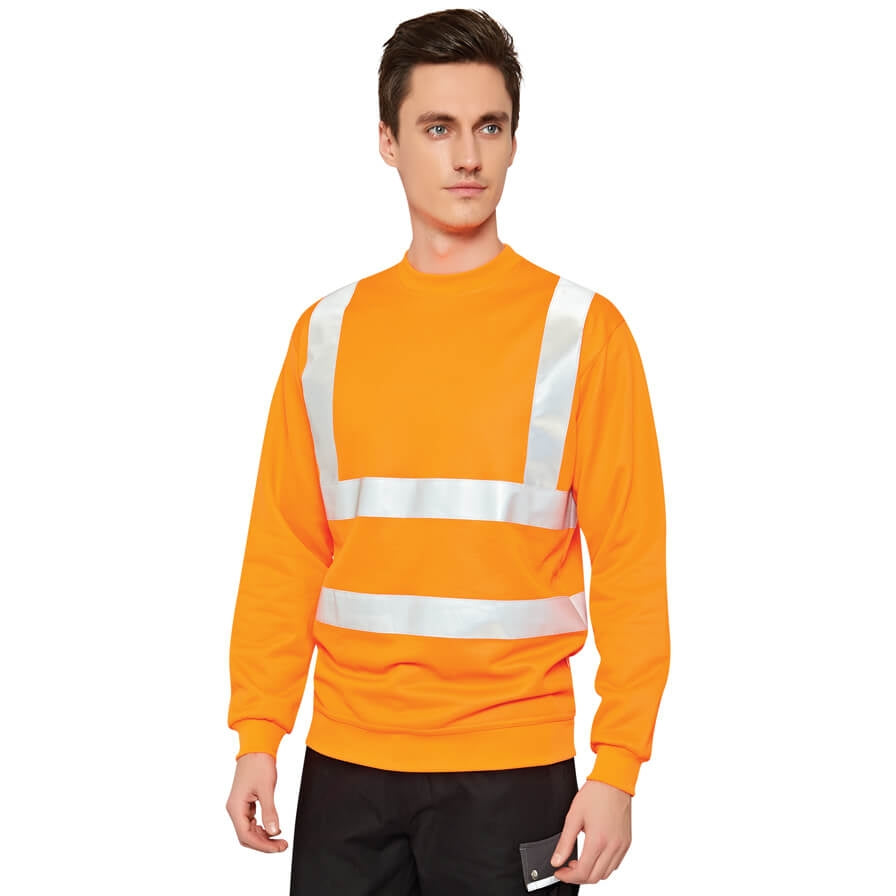 Warnschutz-Sweatshirt ISM 6010 orange mit Reflexstreifen und langen Ärmeln