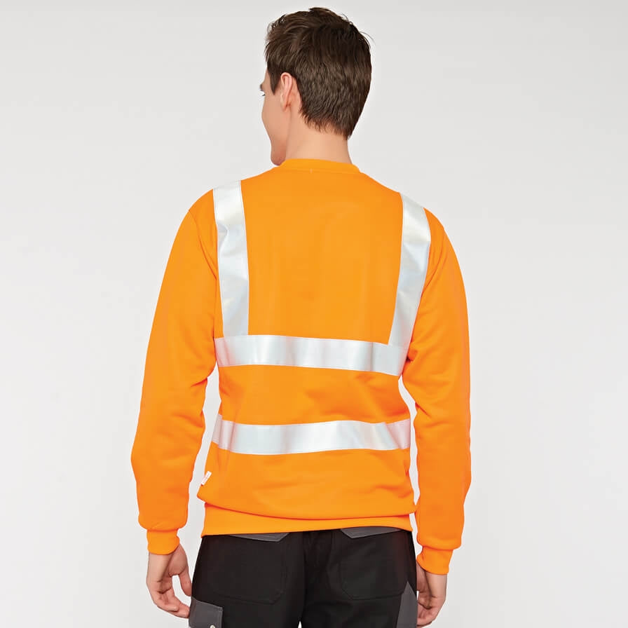 Warnschutz-Sweatshirt ISM 6010 orange mit Reflexstreifen auf dem Rücken