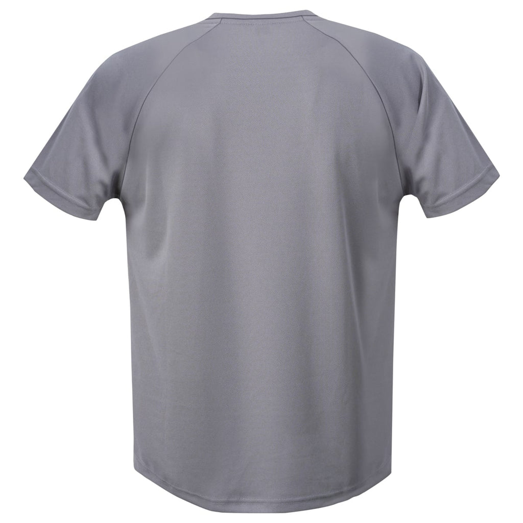Anthrazitgraues T-Shirt, Rückansicht mit Rundhalsausschnitt und kurzen Ärmeln